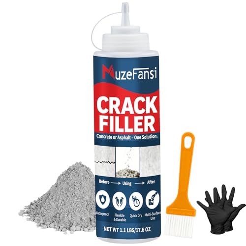 Concrete Crack Filler, Concrete Crack Sealant, 1.1LB Cement Powder for Concrete Crack Filling and Surface Patching, Mix with Water or Sand, Grey Cement Crack Filler for Walls, Floors, Driveways