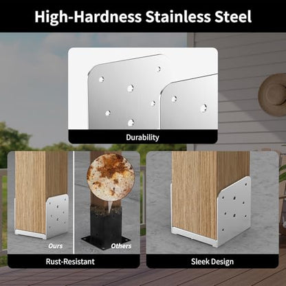 6×6 Post Base Stainless Steel Deck Base Adjustable Post Bracket 2 Pcs Interior Dimensions (5.3×5.3 in) for Vertical Wooden Posts Patio Fences Handheld Support Brackets Etc - size: 6×6 Silver