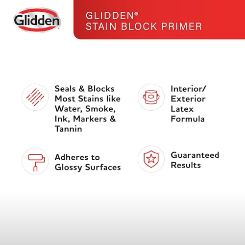 Glidden Glidden Interior/Exterior Stain Block Primer Flat, White, 1 Gallon