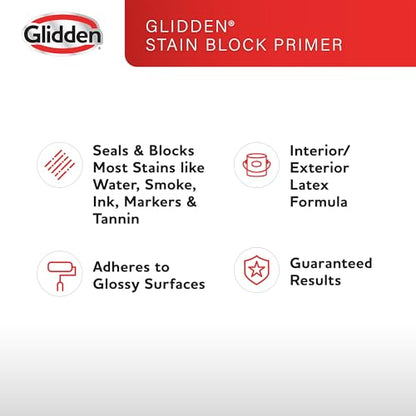 Glidden Glidden Interior/Exterior Stain Block Primer Flat, White, 1 Gallon