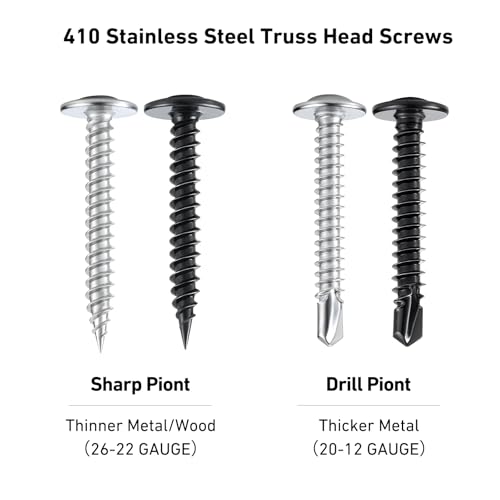 #10x3/4 Wood Screws Phillips Modified Truss Head Quick Metal,130Pcs Self Tapping Screws Stainless Steel 410,Black Zinc Plated with Driver Bit - color: Black Self Tapping, size: 10x3/4"