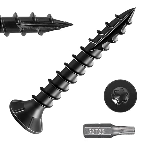 150pcs Deck Screws #8 x 1 Inch Wood Screw Star/Trox Drive Structural Screw for Timber, Log, Landscaping Wood Etc. - color: Black, size: #8 x 1"
