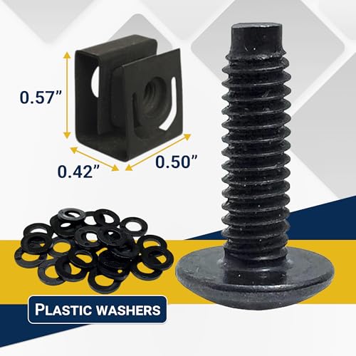 Black 10-32 Slide-on Cage Nut & Screws w/Washers | 25-Pack