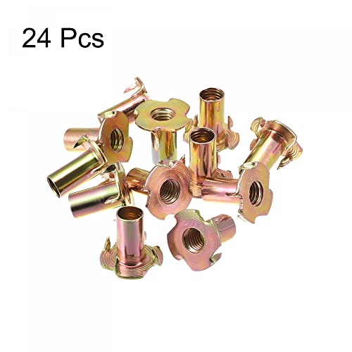 uxcell M8x20mm T-Nuts 4 Pronged Tee Nut Carbon Steel Threaded Inserts for Wood 24pcs - size: M8x20mm