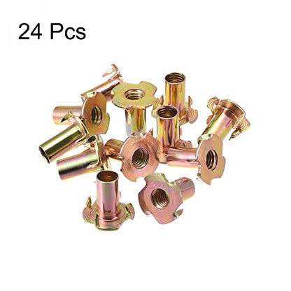 uxcell M8x20mm T-Nuts 4 Pronged Tee Nut Carbon Steel Threaded Inserts for Wood 24pcs - size: M8x20mm