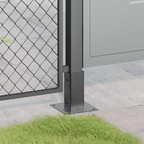 2.4x2.4 Post Bases 4 Pack Powder-Coated Steel Anthracite - color: Anthracite, size: 2.40 x 2.40" (L x W)