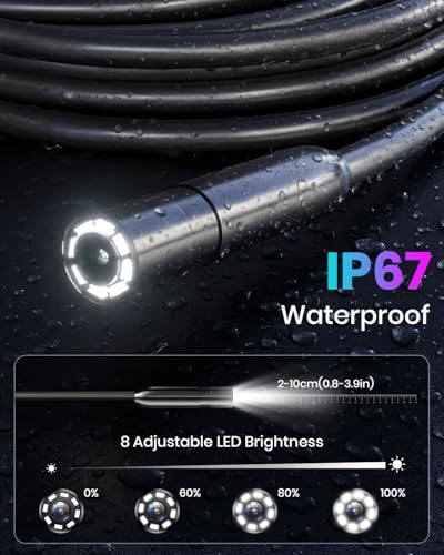 Endoscope Camera with Light, Inspection Borescope Camera 4.3" IPS Screen
