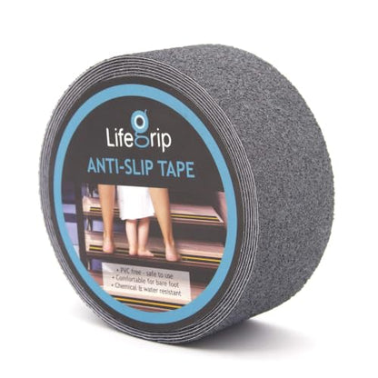 LifeGrip Anti Slip Safety Tape, 2" x15' Textured Rubber Grip Tape, Grey - color: Grey, size: 2" X 15'