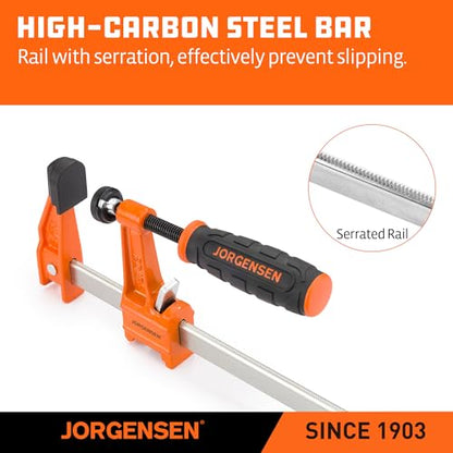 Jorgensen 6" Medium-Duty Steel Bar Clamp Set, 600 lbs Load Limit, 2-Pack - size: 6 Inch Medium Duty