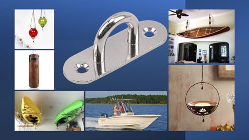 Heavy Duty 304 Stainless Steel Hammock Ceiling Hook Pad Eye Plates Corrosion Resistant (2 Pack M6 Stainless) - color: 2-PACK M6 STAINLESS