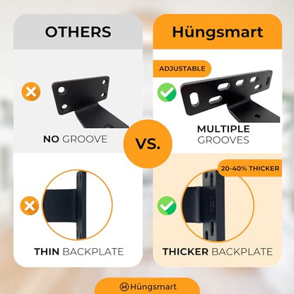 4-Pack J-Shape Heavy Duty Floating Shelves Brackets - Black, 7.25"L x 5"W x 1.25"H, Q253 Steel, Wall Mount - color: Black, size: 7.25 inch - J Shape