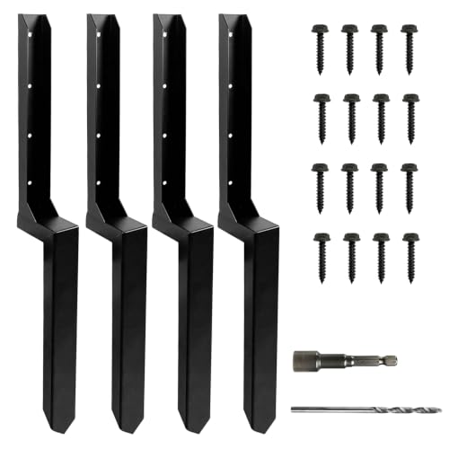 Fence Post Repair Kit, Heavy Duty Fence Post Ground Spike Anchor - 4Pack - color: Black-4Pack