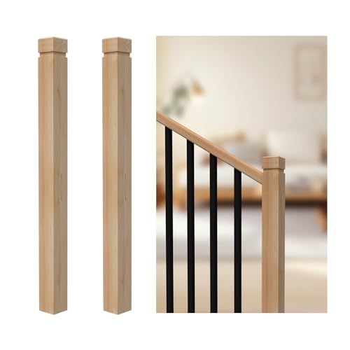 2PCS Newel Post Red Oak 3.5"x48" Premium Hardwood,Staircase Newel Post
