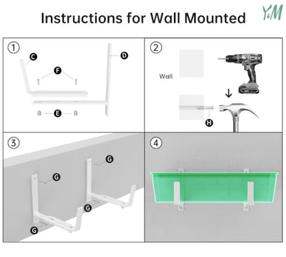 Y&M Adjustable Window Box Brackets 2 Pack, Wall Mount Planter Box Brackets - size: Set of 2- White