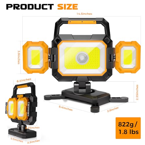 YZONI 4000LM Rechargeable LED Work Light, Magnetic Portable Shop Light
