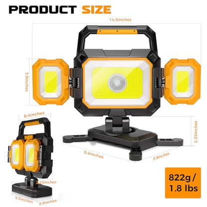 YZONI 4000LM Rechargeable LED Work Light, Magnetic Portable Shop Light