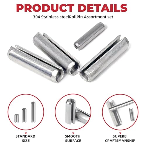 295-Piece Stainless Steel Roll Pin Assortment Kit - size: 295 pieces Metric Roll Pins