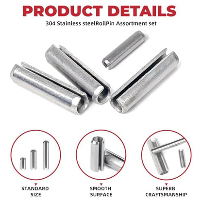 295-Piece Stainless Steel Roll Pin Assortment Kit - size: 295 pieces Metric Roll Pins