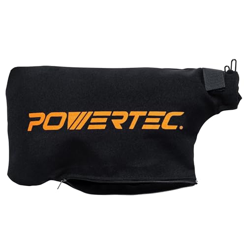 POWERTEC Miter Saw Dust Collector Bag for 7-1/4", 8-1/2", 10" Miter Saw.Fits Nominal 1-3/4" Dust Ports, Hook & Loop Dust Bag w/Zipper, Wired Adjustable Stand for Tank Belt Sander & Diagonal Saw(75076) - style: 1-3/4" Dust Ports, Miter Saw Dust Bag, 1PK