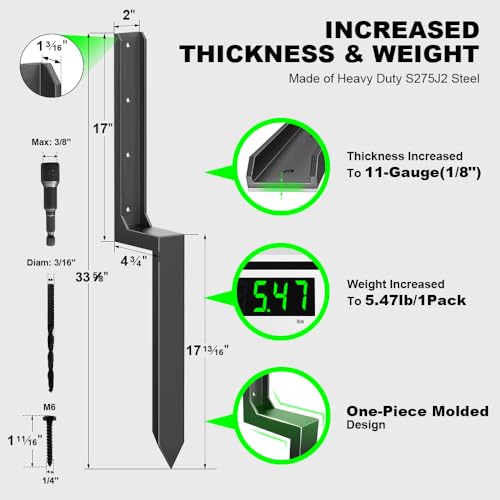 33.62" Fence Post Repair Kit, Fix Broken 4x4/6x6 Wood Post 6Pack - size: AS1-U 6Pack 33.62x4.7x2"