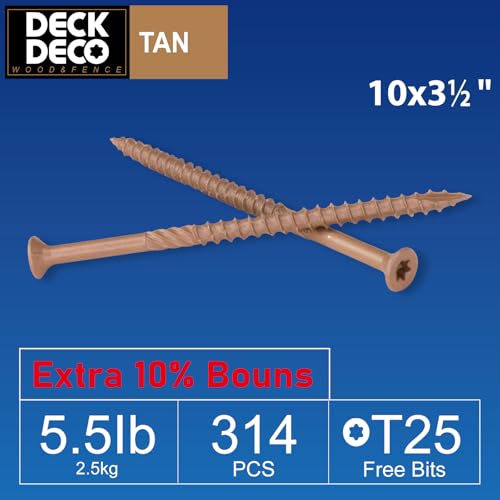 DECK DECOWood Screws#10 x3-1/2"Exterior Deck Screws 314pcs(approx)5.5lb/Box - size: #10x3-1/2"