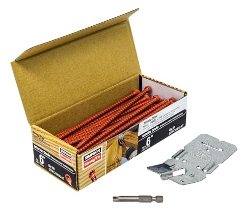 Simpson Strong-Tie SDWC15600-KT Strong-Drive SDWC Truss Screw - 6" Interior Wood Screws, Clear Zinc with Orange Topcoat, (Truss Kit Includes 50 Screws, 1 Bit, 1 Guide)