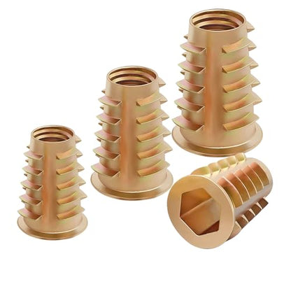 Qrity 20 Pcs Threaded Inserts, Threaded Inserts for Wood M8x20mm, Zinc Alloy Threaded Insert Nuts, Interface Hex Socket Drive - size: M8 x 20mm