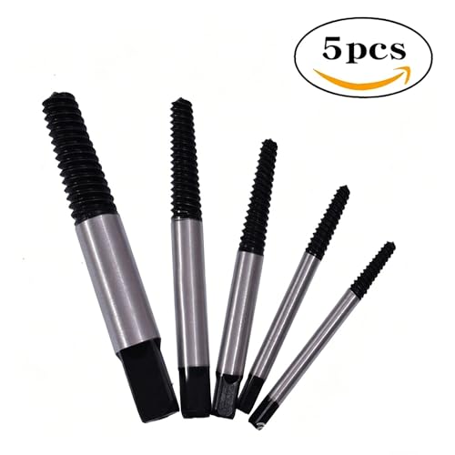 5-Piece Screw Extractor Set, Broken Bolt Remover Kit, Damaged Screw and Pipe Extractor Tools for Home and Workshop