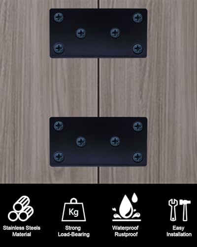 10 Pack Flat Mending Plate for Wood, Black 3.1''X1.5'' Metal Mounting Plates with 6 Holes, Stainless Steel Flat Straight Brace Bracket for Furniture, Cabinets, DIY & Construction - size: 10 Pack 3.11 x 1.57 x 0.07 inch, Black