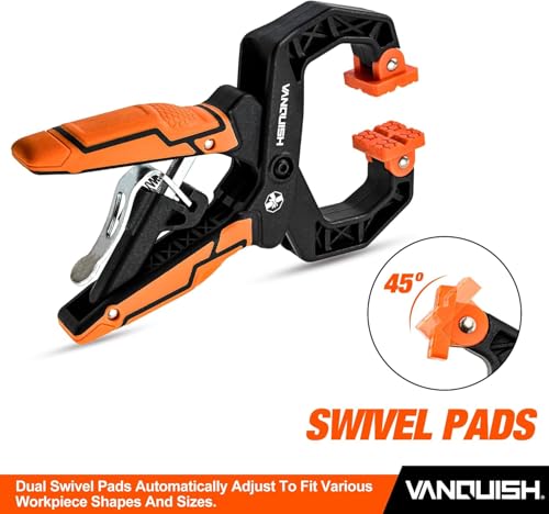 VANQUISH 4-Pack Quick-Release Ratcheting Wood Clamps for Woodworking, Professional Hand Clamps, Ergonomic Handles, 55 LBS Clamping Force, 2-Pack 4 Inch and 2-Pack 2 Inch - size: 4 Pack Mixed