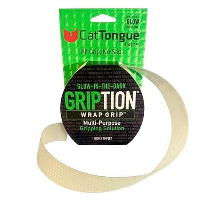 CATTONGUE GRIPS 1" x10' Grip Tape Wrap, Non-Abrasive, Waterproof, Glow - color: Glow In The Dark, size: 1" x 10'