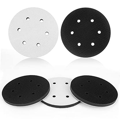 5 Pack 6 Inch 6 Hole Hook and Loop Soft Density Interface Buffer Pad 6" Sponge Cushion Buffing Backing Pads - size: 6 inch
