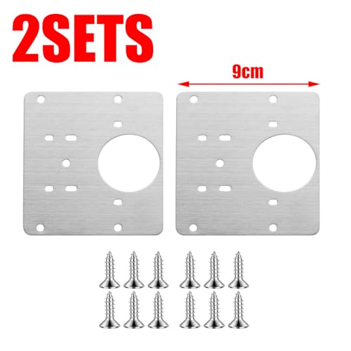 2Sets Stainless Steel Hinge Repair Plates with Screws Cabinet Door Hardware