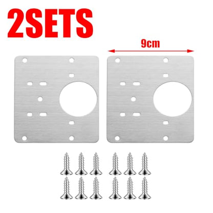 2Sets Stainless Steel Hinge Repair Plates with Screws Cabinet Door Hardware
