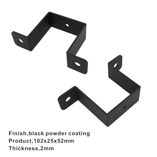 4Pcs Square Pipe Clamp, Black Strap Post Ties Brackets, U Shaped Connector Bracket, Wood Deck Fence Post Tie for Water Pipes, Balcony Railing, Stairs Railing - size: 2"x2"