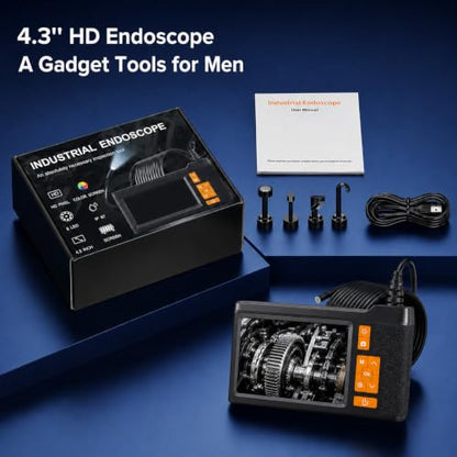 4.3" Inspection Borescope, 1080P HD Endoscope Camera with Photo/Video - size: 4.3''Single Lens 16.4FT