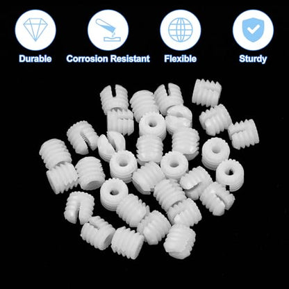 uxcell 200Pcs 0.35"x0.34" Hinge Dowels, Plastic Dowel Insert with Threaded for Cabinet Door Hinges Furniture Connections, White - size: 0.35"x0.34"