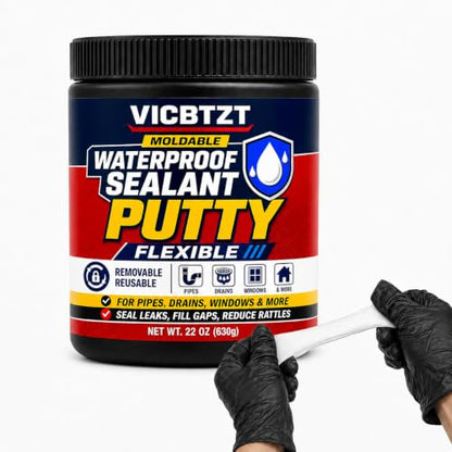 Moldable Waterproof Sealant Putty (White) for Leaks, Gaps, Pipes & Drains - color: White