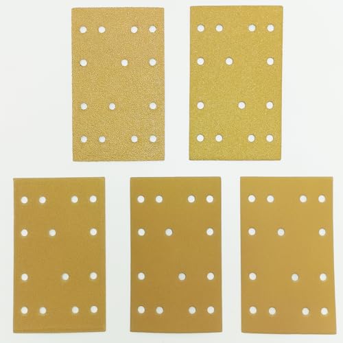 FOWOK 3" x 5" 100Pcs Sanding Sheet Compatible with Festool RTS 400 Sander - style: Yellow-100