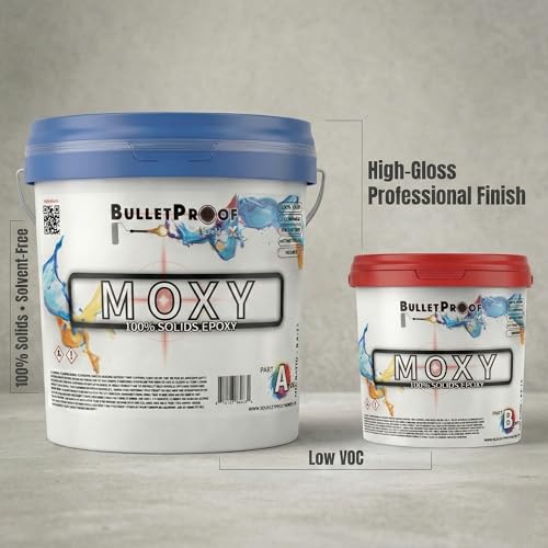 BP Resins: Moxy |100% Solids Epoxy Resin Kit (3 Gallon) Solvent-Less, Two Component Gloss Coat Finish- Low VOC! Industrial Use, Garages, Floors, Wood, Acrylic & More! (Clear) - color: Clear