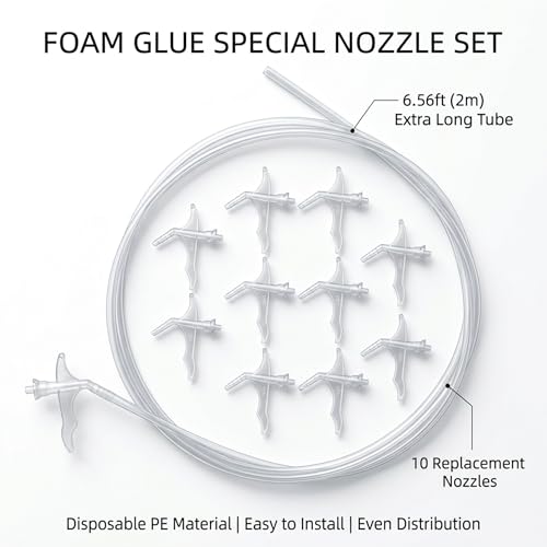 Spray Foam Nozzles, 6.56 Foot Length,1-Pack Replacement Tubes for Expansion Foam and 15 Tips,Caulking Suitable for DIY Spray Painting,Gun style - size: 6.56 Foot