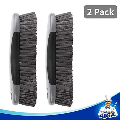 MR.SIGA Multi Purpose Heavy Duty Scrub Brush - Pack of 2 - color: Gray & Black