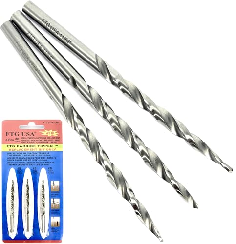 FTG USA 3 Pk #8 (11/64") HSS M2 Tapered Replacement Bits for TCT Countersink - size: #8 (11/64"), style: Standard Flute 3-Pack