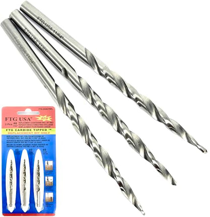 FTG USA 3 Pk #8 (11/64") HSS M2 Tapered Replacement Bits for TCT Countersink - size: #8 (11/64"), style: Standard Flute 3-Pack