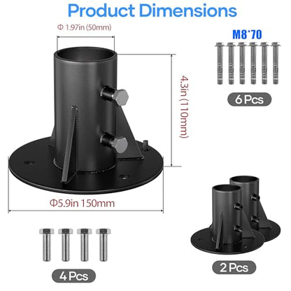 1-7/8" Chain Link Fence Post Base Brackets, 2 Pack, Heavy Duty - size: 1 7/8-Inch (2-Pack)