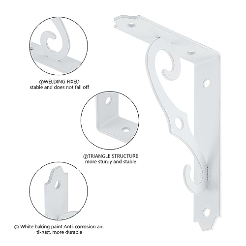 HOME MASTER HARDWARE Decorative Shelf Brackets, 5x3.5 inch, White, 2 Pack - size: 5 x 3 1/2 Inch, style: White-2Pack