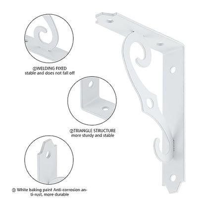 HOME MASTER HARDWARE Decorative Shelf Brackets, 5x3.5 inch, White, 2 Pack - size: 5 x 3 1/2 Inch, style: White-2Pack
