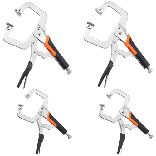 4 Pack 11 & 6 Inch C Clamp Locking Pliers with Swivel Pads