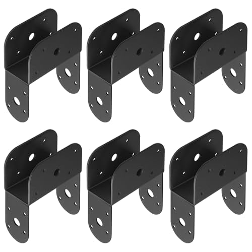 GBGS 6 Pack 4x4 Post to 2x4 Beam Bracket,Black Top Cap Connectors