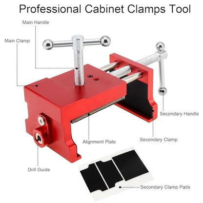 4 Pcs Cabinet Clamps, Cabinetry Clamps Cabinet Face Frame Clamps Cabinet Installation Clamps Cabinet Tools with 4 Felt Pads, Handy Woodworking Punching, Cabinets, Drawer Installation